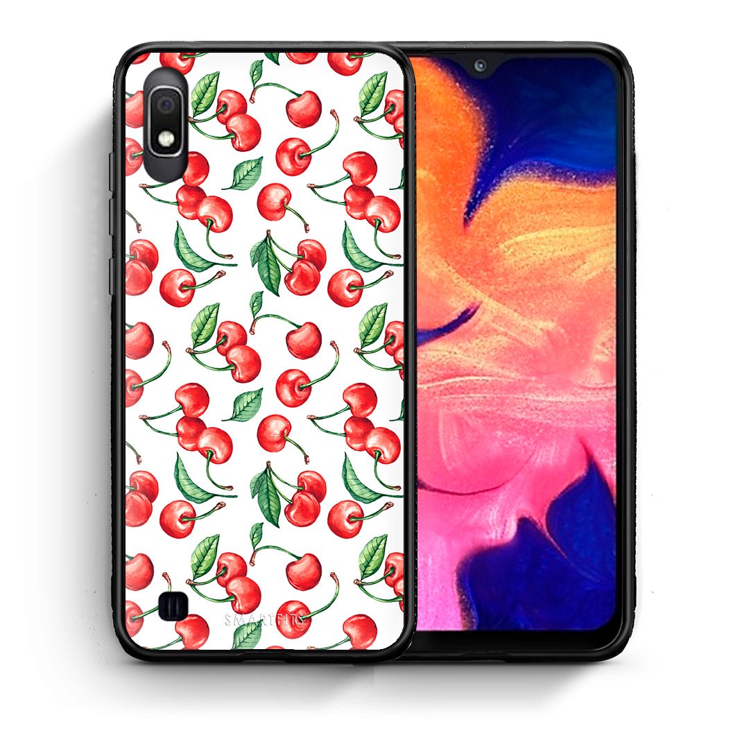 Θήκη Samsung A10 Cherry Summer από τη Smartfits με σχέδιο στο πίσω μέρος και μαύρο περίβλημα | Samsung A10 Cherry Summer case with colorful back and black bezels