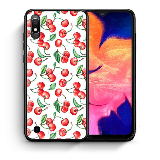 Θήκη Samsung A10 Cherry Summer από τη Smartfits με σχέδιο στο πίσω μέρος και μαύρο περίβλημα | Samsung A10 Cherry Summer case with colorful back and black bezels
