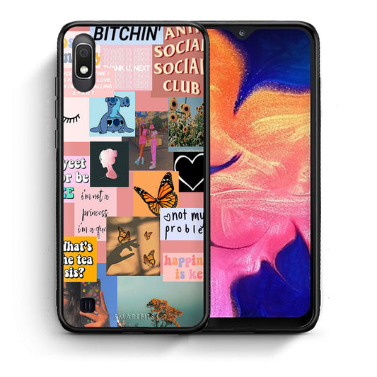 Θήκη Αγίου Βαλεντίνου Samsung A10 Collage Bitchin από τη Smartfits με σχέδιο στο πίσω μέρος και μαύρο περίβλημα | Samsung A10 Collage Bitchin case with colorful back and black bezels