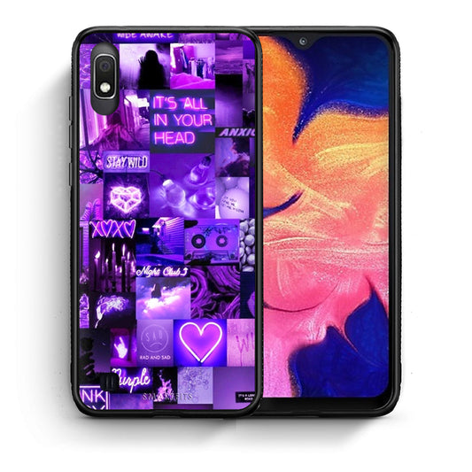 Θήκη Αγίου Βαλεντίνου Samsung A10 Collage Stay Wild από τη Smartfits με σχέδιο στο πίσω μέρος και μαύρο περίβλημα | Samsung A10 Collage Stay Wild case with colorful back and black bezels