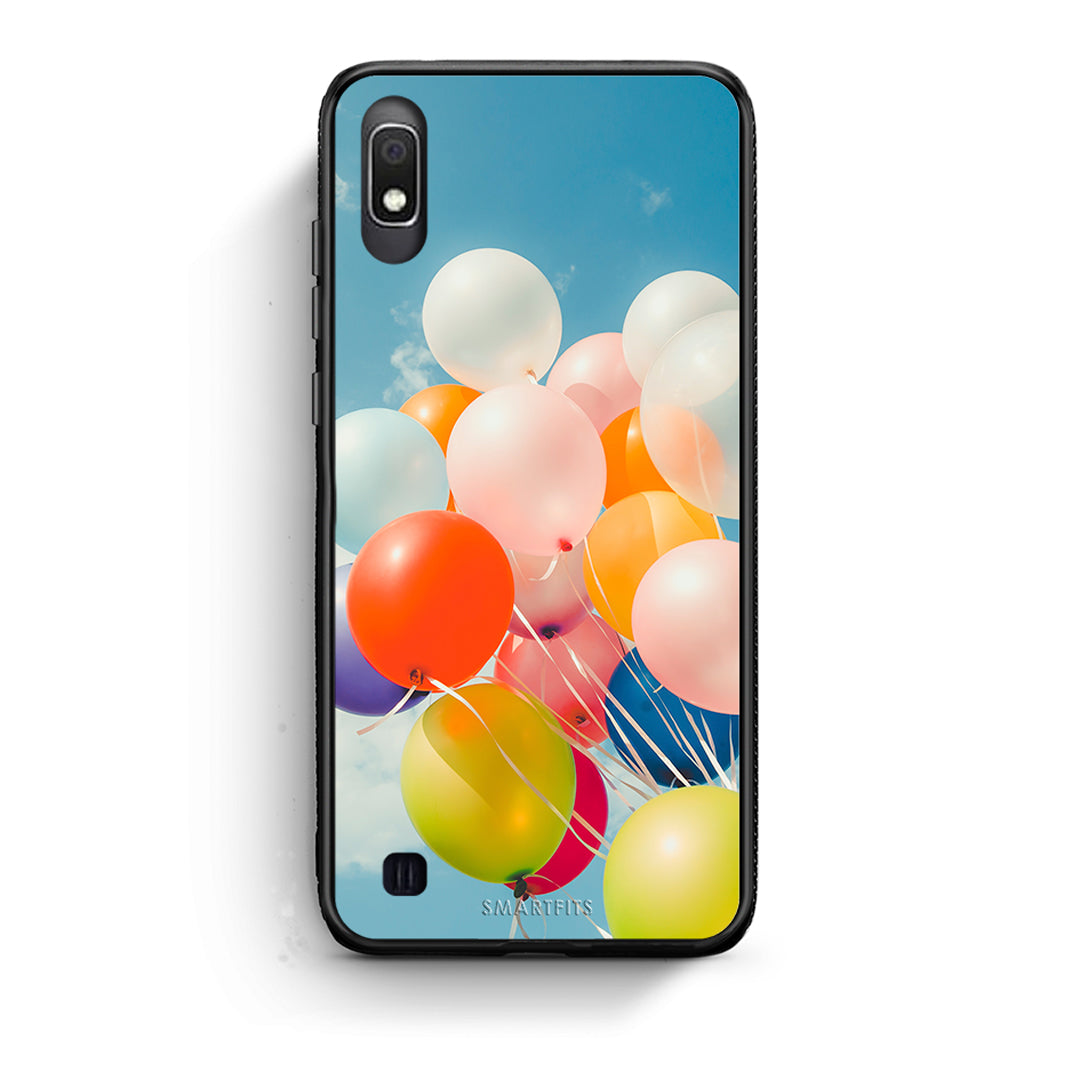 Samsung A10 Colorful Balloons θήκη από τη Smartfits με σχέδιο στο πίσω μέρος και μαύρο περίβλημα | Smartphone case with colorful back and black bezels by Smartfits