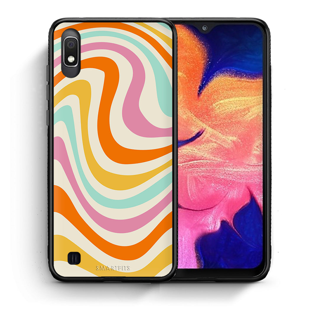 Θήκη Samsung A10 Colourful Waves από τη Smartfits με σχέδιο στο πίσω μέρος και μαύρο περίβλημα | Samsung A10 Colourful Waves case with colorful back and black bezels