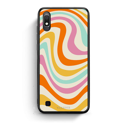 Samsung A10 Colourful Waves θήκη από τη Smartfits με σχέδιο στο πίσω μέρος και μαύρο περίβλημα | Smartphone case with colorful back and black bezels by Smartfits