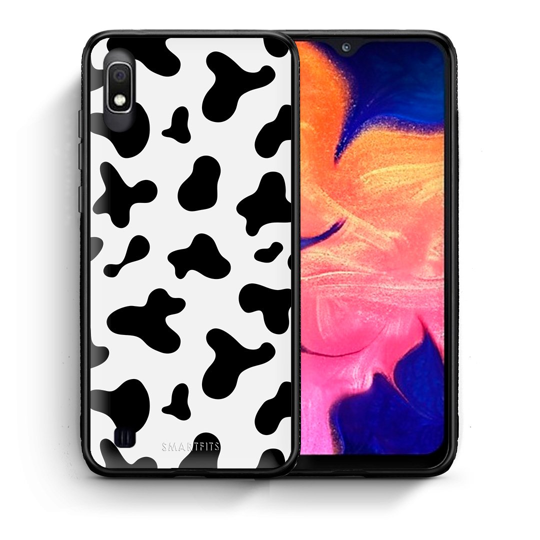 Θήκη Samsung A10 Cow Print από τη Smartfits με σχέδιο στο πίσω μέρος και μαύρο περίβλημα | Samsung A10 Cow Print case with colorful back and black bezels