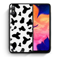 Thumbnail for Θήκη Samsung A10 Cow Print από τη Smartfits με σχέδιο στο πίσω μέρος και μαύρο περίβλημα | Samsung A10 Cow Print case with colorful back and black bezels