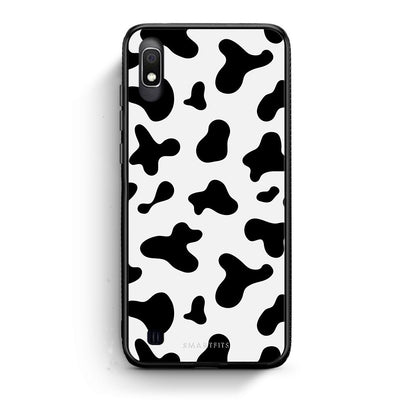 Samsung A10 Cow Print θήκη από τη Smartfits με σχέδιο στο πίσω μέρος και μαύρο περίβλημα | Smartphone case with colorful back and black bezels by Smartfits