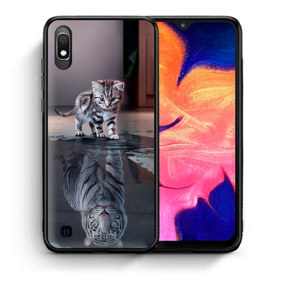 Θήκη Samsung A10 Tiger Cute από τη Smartfits με σχέδιο στο πίσω μέρος και μαύρο περίβλημα | Samsung A10 Tiger Cute case with colorful back and black bezels