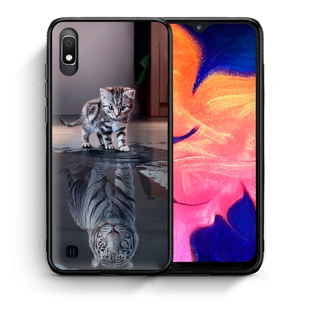 Θήκη Samsung A10 Tiger Cute από τη Smartfits με σχέδιο στο πίσω μέρος και μαύρο περίβλημα | Samsung A10 Tiger Cute case with colorful back and black bezels
