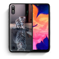 Thumbnail for Θήκη Samsung A10 Tiger Cute από τη Smartfits με σχέδιο στο πίσω μέρος και μαύρο περίβλημα | Samsung A10 Tiger Cute case with colorful back and black bezels