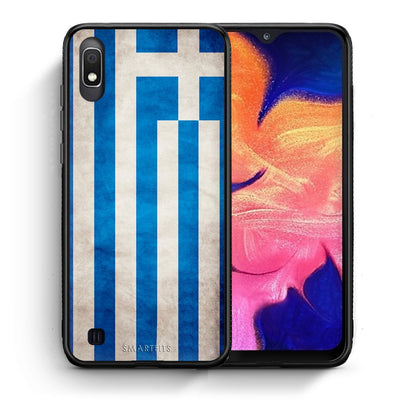 Θήκη Samsung A10 Greek Flag από τη Smartfits με σχέδιο στο πίσω μέρος και μαύρο περίβλημα | Samsung A10 Greek Flag case with colorful back and black bezels