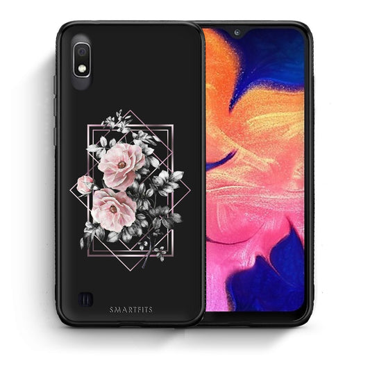 Θήκη Samsung A10 Frame Flower από τη Smartfits με σχέδιο στο πίσω μέρος και μαύρο περίβλημα | Samsung A10 Frame Flower case with colorful back and black bezels