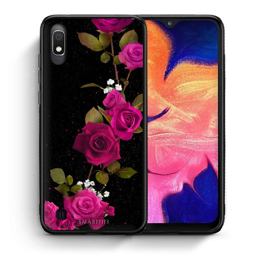 Θήκη Samsung A10 Red Roses Flower από τη Smartfits με σχέδιο στο πίσω μέρος και μαύρο περίβλημα | Samsung A10 Red Roses Flower case with colorful back and black bezels