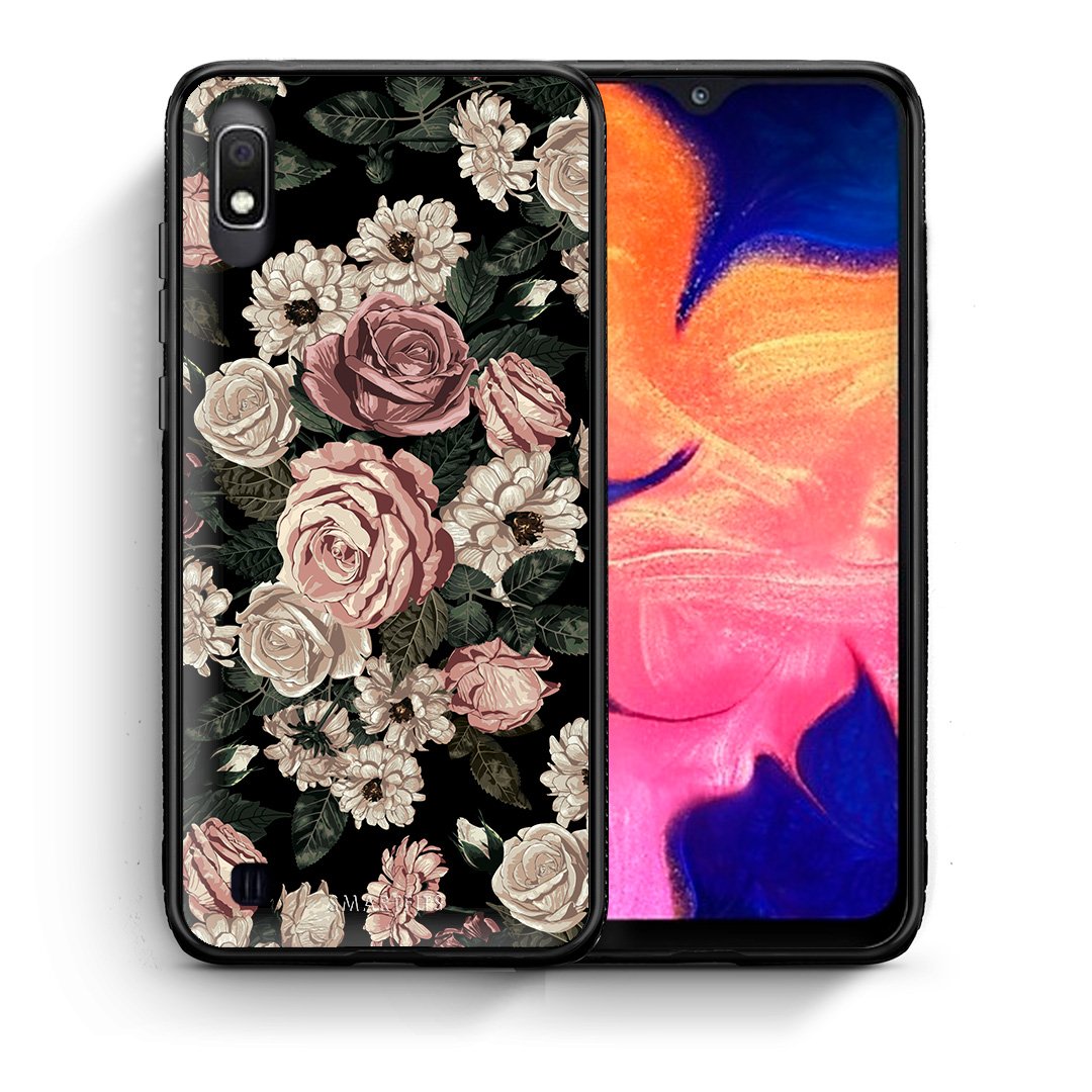 Θήκη Samsung A10 Wild Roses Flower από τη Smartfits με σχέδιο στο πίσω μέρος και μαύρο περίβλημα | Samsung A10 Wild Roses Flower case with colorful back and black bezels