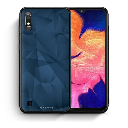 Θήκη Samsung A10 Blue Abstract Geometric από τη Smartfits με σχέδιο στο πίσω μέρος και μαύρο περίβλημα | Samsung A10 Blue Abstract Geometric case with colorful back and black bezels