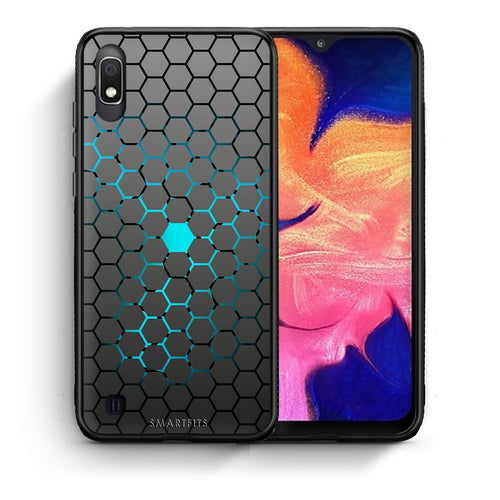Θήκη Samsung A10 Hexagonal Geometric από τη Smartfits με σχέδιο στο πίσω μέρος και μαύρο περίβλημα | Samsung A10 Hexagonal Geometric case with colorful back and black bezels