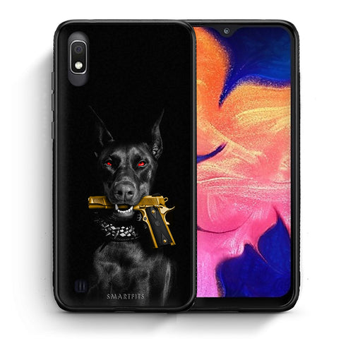 Θήκη Αγίου Βαλεντίνου Samsung A10 Golden Gun από τη Smartfits με σχέδιο στο πίσω μέρος και μαύρο περίβλημα | Samsung A10 Golden Gun case with colorful back and black bezels