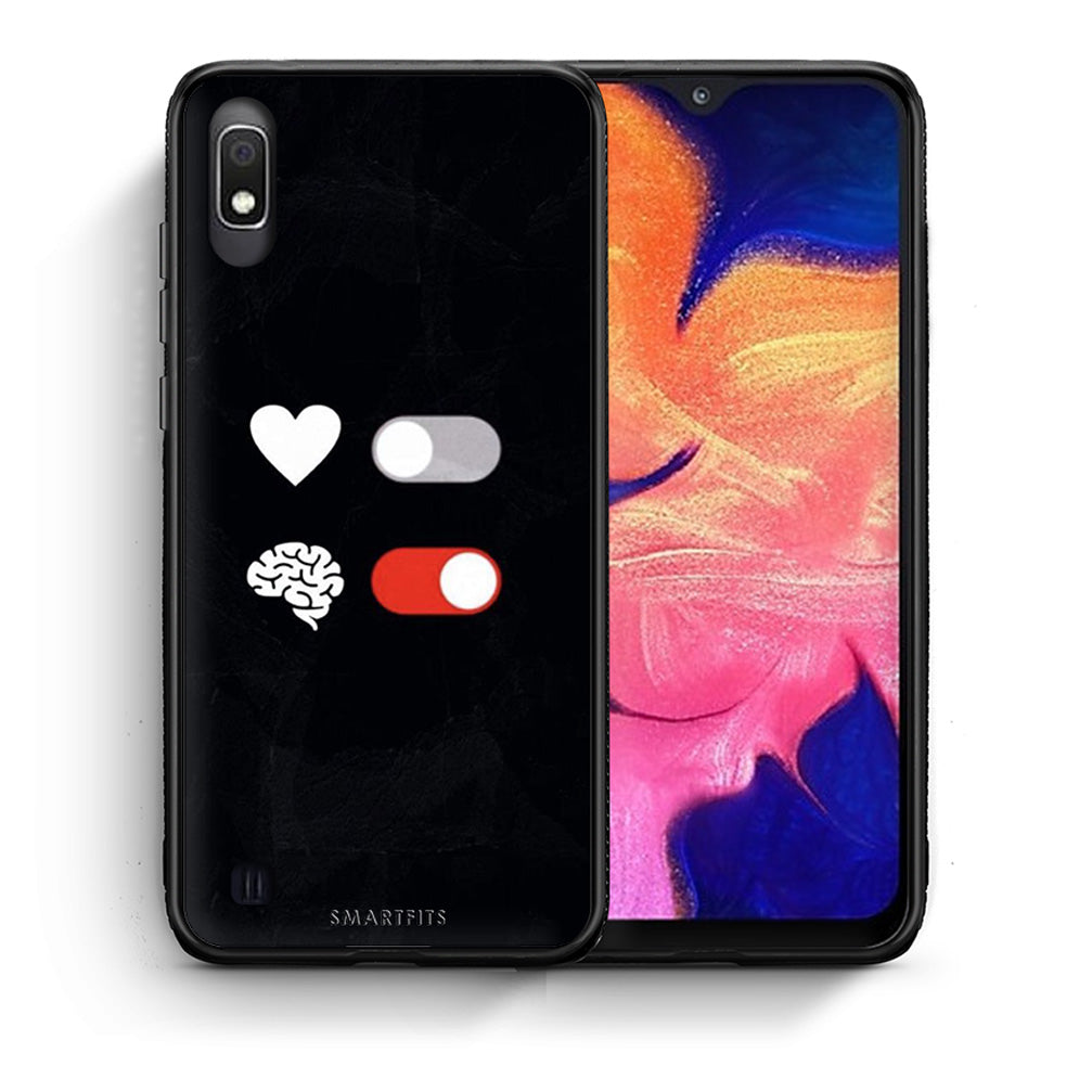 Θήκη Αγίου Βαλεντίνου Samsung A10 Heart Vs Brain από τη Smartfits με σχέδιο στο πίσω μέρος και μαύρο περίβλημα | Samsung A10 Heart Vs Brain case with colorful back and black bezels
