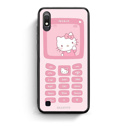 Samsung A10 Hello Kitten Θήκη Αγίου Βαλεντίνου από τη Smartfits με σχέδιο στο πίσω μέρος και μαύρο περίβλημα | Smartphone case with colorful back and black bezels by Smartfits
