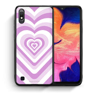 Thumbnail for Θήκη Samsung A10 Lilac Hearts από τη Smartfits με σχέδιο στο πίσω μέρος και μαύρο περίβλημα | Samsung A10 Lilac Hearts case with colorful back and black bezels