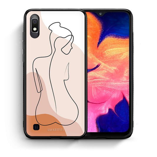 Θήκη Samsung A10 LineArt Woman από τη Smartfits με σχέδιο στο πίσω μέρος και μαύρο περίβλημα | Samsung A10 LineArt Woman case with colorful back and black bezels