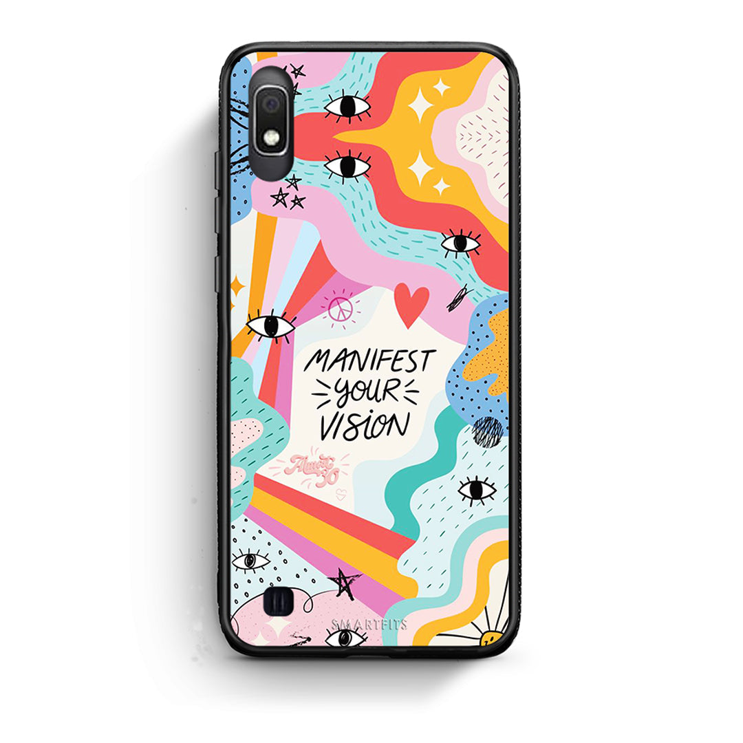 Samsung A10 Manifest Your Vision θήκη από τη Smartfits με σχέδιο στο πίσω μέρος και μαύρο περίβλημα | Smartphone case with colorful back and black bezels by Smartfits