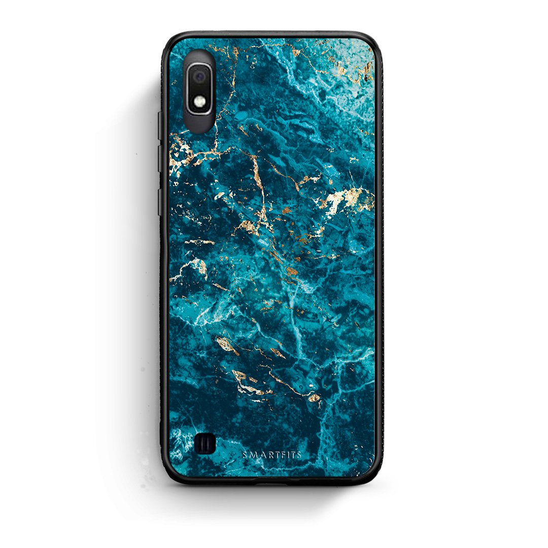 Samsung A10 Marble Blue θήκη από τη Smartfits με σχέδιο στο πίσω μέρος και μαύρο περίβλημα | Smartphone case with colorful back and black bezels by Smartfits