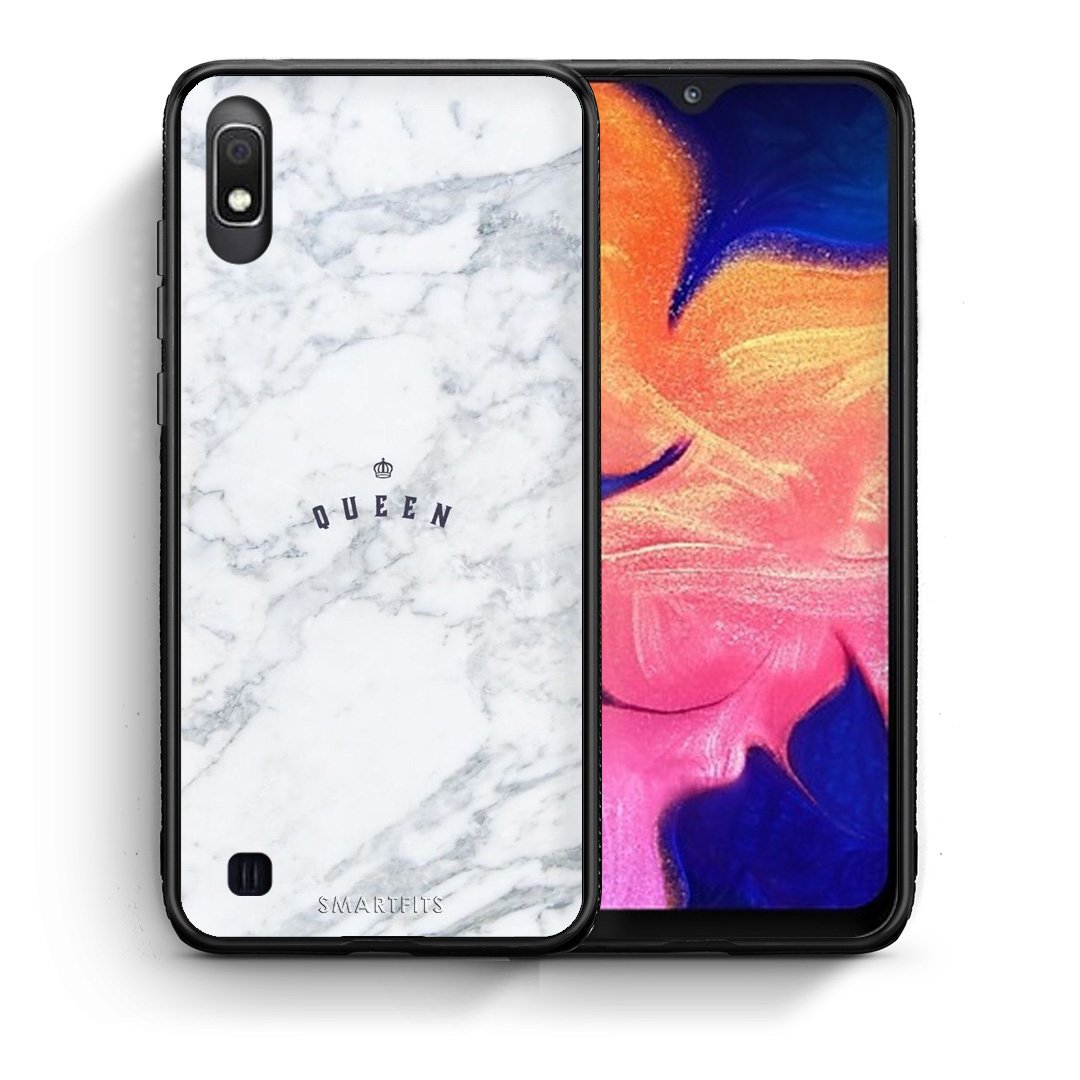 Θήκη Samsung A10 Queen Marble από τη Smartfits με σχέδιο στο πίσω μέρος και μαύρο περίβλημα | Samsung A10 Queen Marble case with colorful back and black bezels