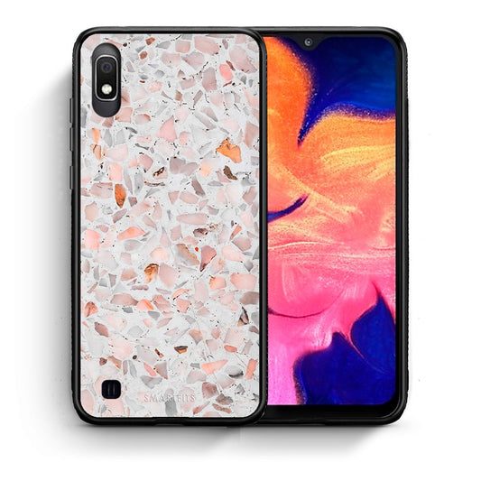 Θήκη Samsung A10 Marble Terrazzo από τη Smartfits με σχέδιο στο πίσω μέρος και μαύρο περίβλημα | Samsung A10 Marble Terrazzo case with colorful back and black bezels