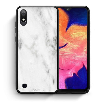 Θήκη Samsung A10 White Marble από τη Smartfits με σχέδιο στο πίσω μέρος και μαύρο περίβλημα | Samsung A10 White Marble case with colorful back and black bezels