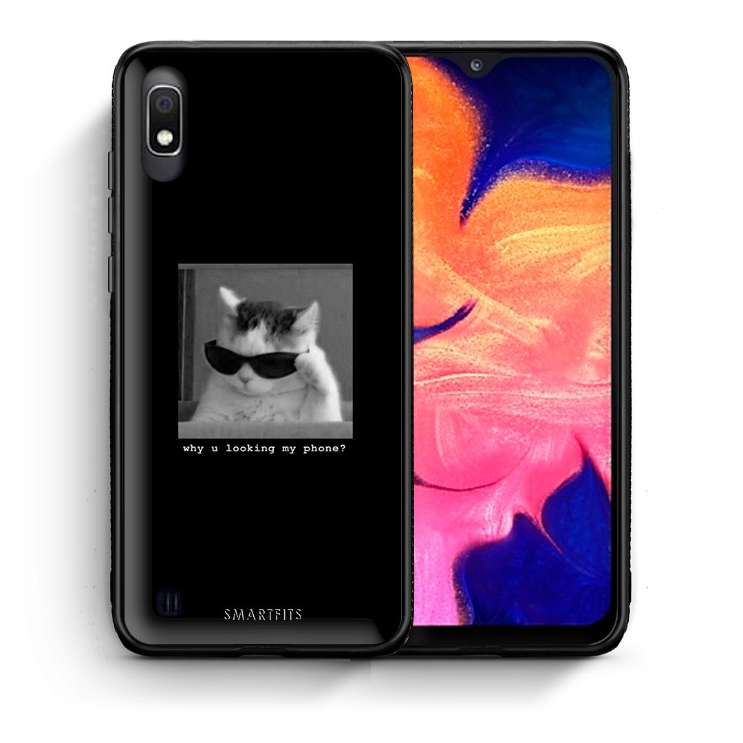 Θήκη Samsung A10 Meme Cat από τη Smartfits με σχέδιο στο πίσω μέρος και μαύρο περίβλημα | Samsung A10 Meme Cat case with colorful back and black bezels