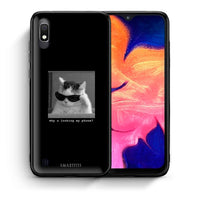 Thumbnail for Θήκη Samsung A10 Meme Cat από τη Smartfits με σχέδιο στο πίσω μέρος και μαύρο περίβλημα | Samsung A10 Meme Cat case with colorful back and black bezels