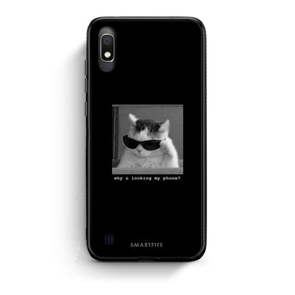 Samsung A10 Meme Cat θήκη από τη Smartfits με σχέδιο στο πίσω μέρος και μαύρο περίβλημα | Smartphone case with colorful back and black bezels by Smartfits
