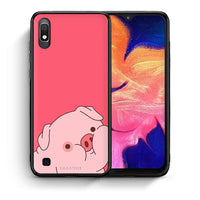 Thumbnail for Θήκη Αγίου Βαλεντίνου Samsung A10 Pig Love 1 από τη Smartfits με σχέδιο στο πίσω μέρος και μαύρο περίβλημα | Samsung A10 Pig Love 1 case with colorful back and black bezels