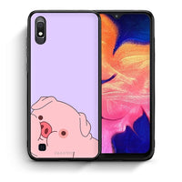 Thumbnail for Θήκη Αγίου Βαλεντίνου Samsung A10 Pig Love 2 από τη Smartfits με σχέδιο στο πίσω μέρος και μαύρο περίβλημα | Samsung A10 Pig Love 2 case with colorful back and black bezels