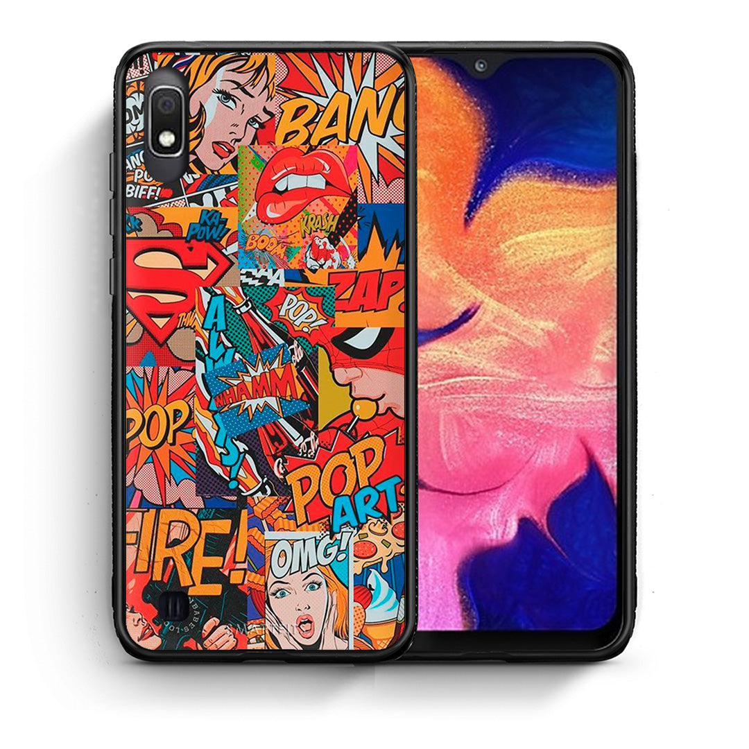 Θήκη Samsung A10 PopArt OMG από τη Smartfits με σχέδιο στο πίσω μέρος και μαύρο περίβλημα | Samsung A10 PopArt OMG case with colorful back and black bezels