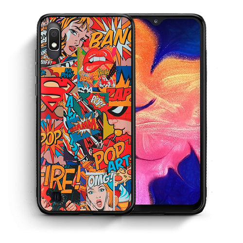 Θήκη Samsung A10 PopArt OMG από τη Smartfits με σχέδιο στο πίσω μέρος και μαύρο περίβλημα | Samsung A10 PopArt OMG case with colorful back and black bezels