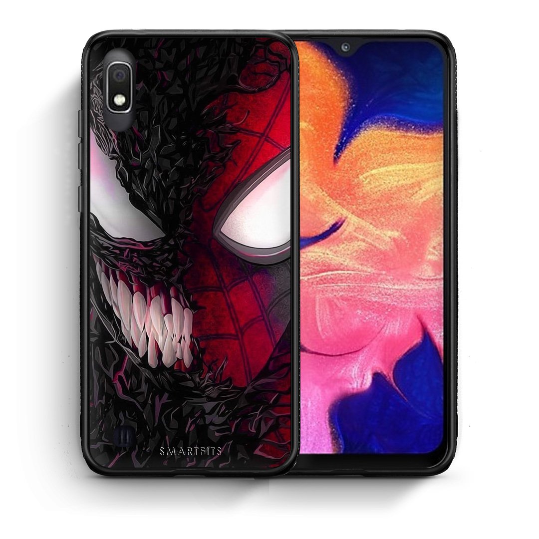 Θήκη Samsung A10 SpiderVenom PopArt από τη Smartfits με σχέδιο στο πίσω μέρος και μαύρο περίβλημα | Samsung A10 SpiderVenom PopArt case with colorful back and black bezels