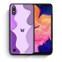 Thumbnail for Θήκη Αγίου Βαλεντίνου Samsung A10 Purple Mariposa από τη Smartfits με σχέδιο στο πίσω μέρος και μαύρο περίβλημα | Samsung A10 Purple Mariposa case with colorful back and black bezels