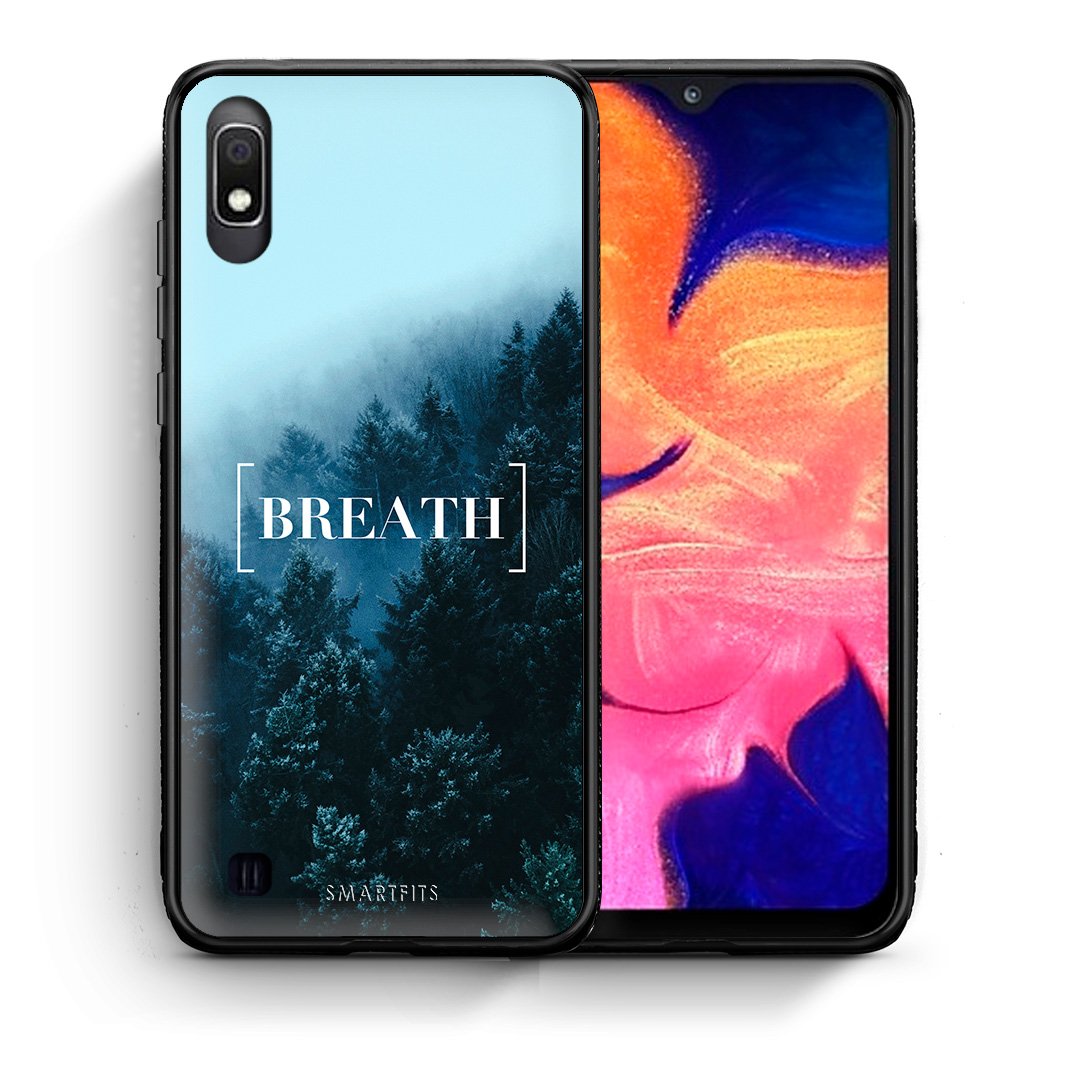 Θήκη Samsung A10 Breath Quote από τη Smartfits με σχέδιο στο πίσω μέρος και μαύρο περίβλημα | Samsung A10 Breath Quote case with colorful back and black bezels