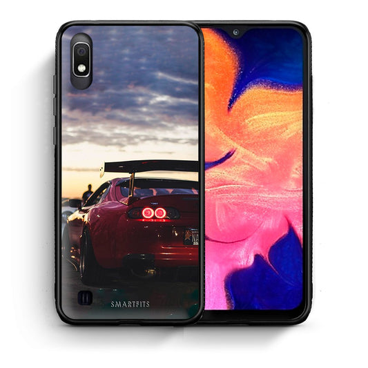 Θήκη Samsung A10 Racing Supra από τη Smartfits με σχέδιο στο πίσω μέρος και μαύρο περίβλημα | Samsung A10 Racing Supra case with colorful back and black bezels