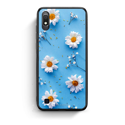 Samsung A10 Real Daisies θήκη από τη Smartfits με σχέδιο στο πίσω μέρος και μαύρο περίβλημα | Smartphone case with colorful back and black bezels by Smartfits