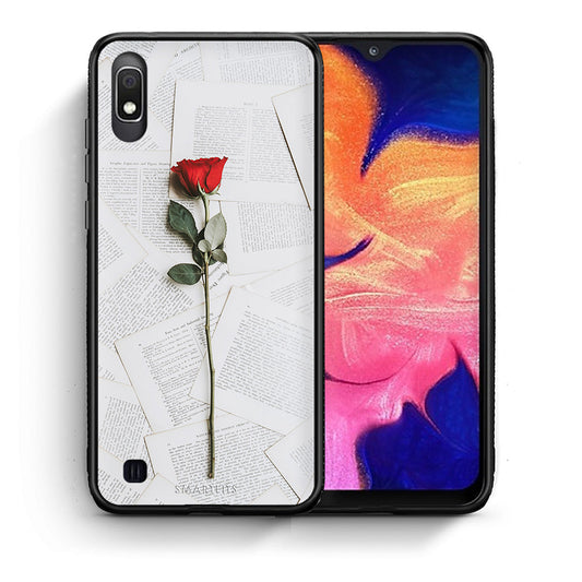 Θήκη Samsung A10 Red Rose από τη Smartfits με σχέδιο στο πίσω μέρος και μαύρο περίβλημα | Samsung A10 Red Rose case with colorful back and black bezels