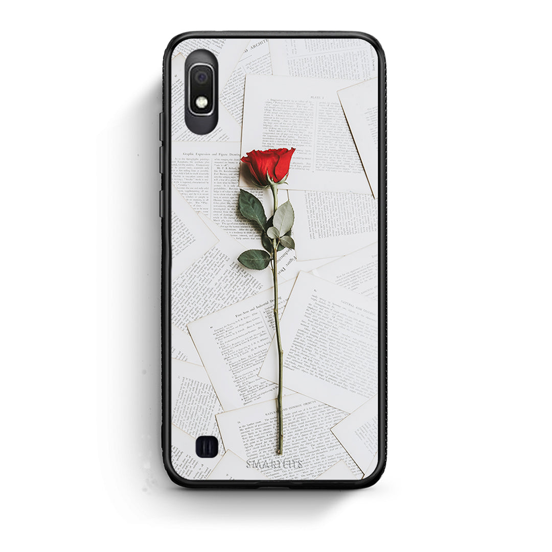Samsung A10 Red Rose θήκη από τη Smartfits με σχέδιο στο πίσω μέρος και μαύρο περίβλημα | Smartphone case with colorful back and black bezels by Smartfits