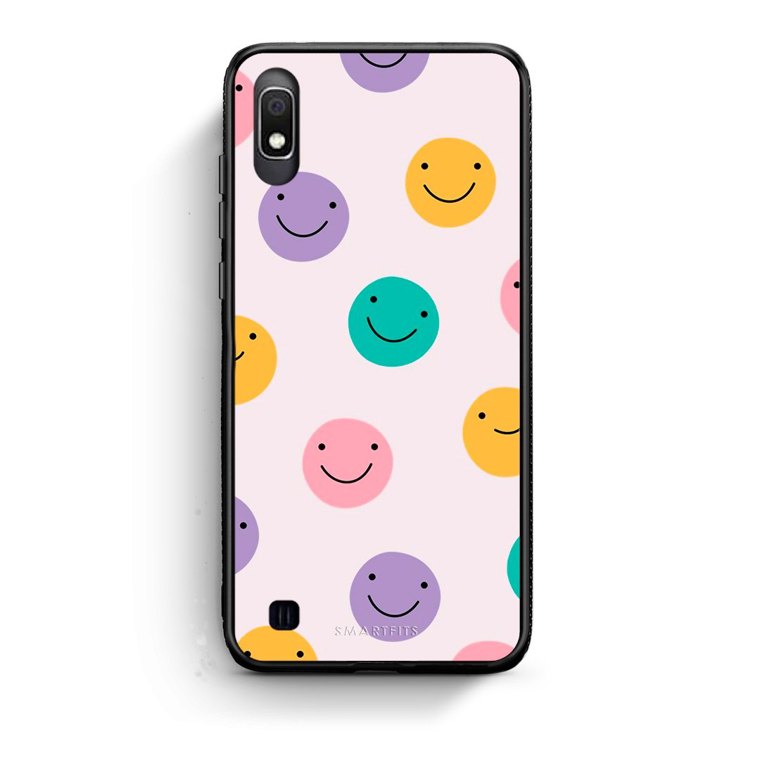 Samsung A10 Smiley Faces θήκη από τη Smartfits με σχέδιο στο πίσω μέρος και μαύρο περίβλημα | Smartphone case with colorful back and black bezels by Smartfits