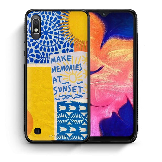Θήκη Samsung A10 Sunset Memories από τη Smartfits με σχέδιο στο πίσω μέρος και μαύρο περίβλημα | Samsung A10 Sunset Memories case with colorful back and black bezels