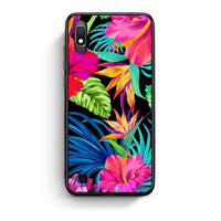 Thumbnail for Samsung A10 Tropical Flowers θήκη από τη Smartfits με σχέδιο στο πίσω μέρος και μαύρο περίβλημα | Smartphone case with colorful back and black bezels by Smartfits
