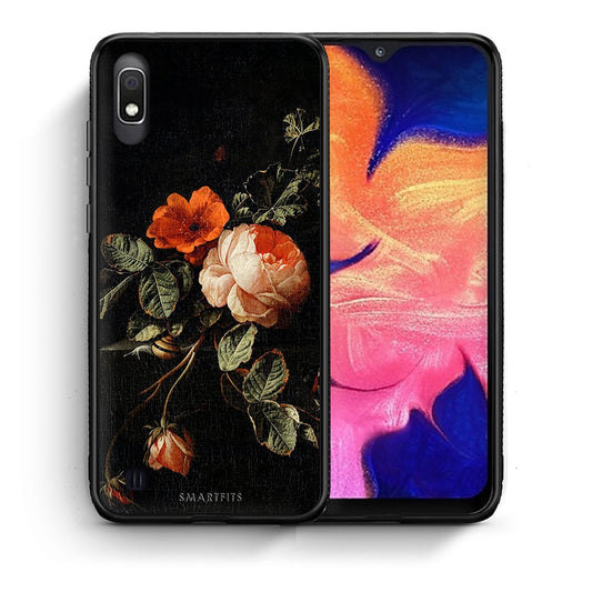 Θήκη Samsung A10 Vintage Roses από τη Smartfits με σχέδιο στο πίσω μέρος και μαύρο περίβλημα | Samsung A10 Vintage Roses case with colorful back and black bezels