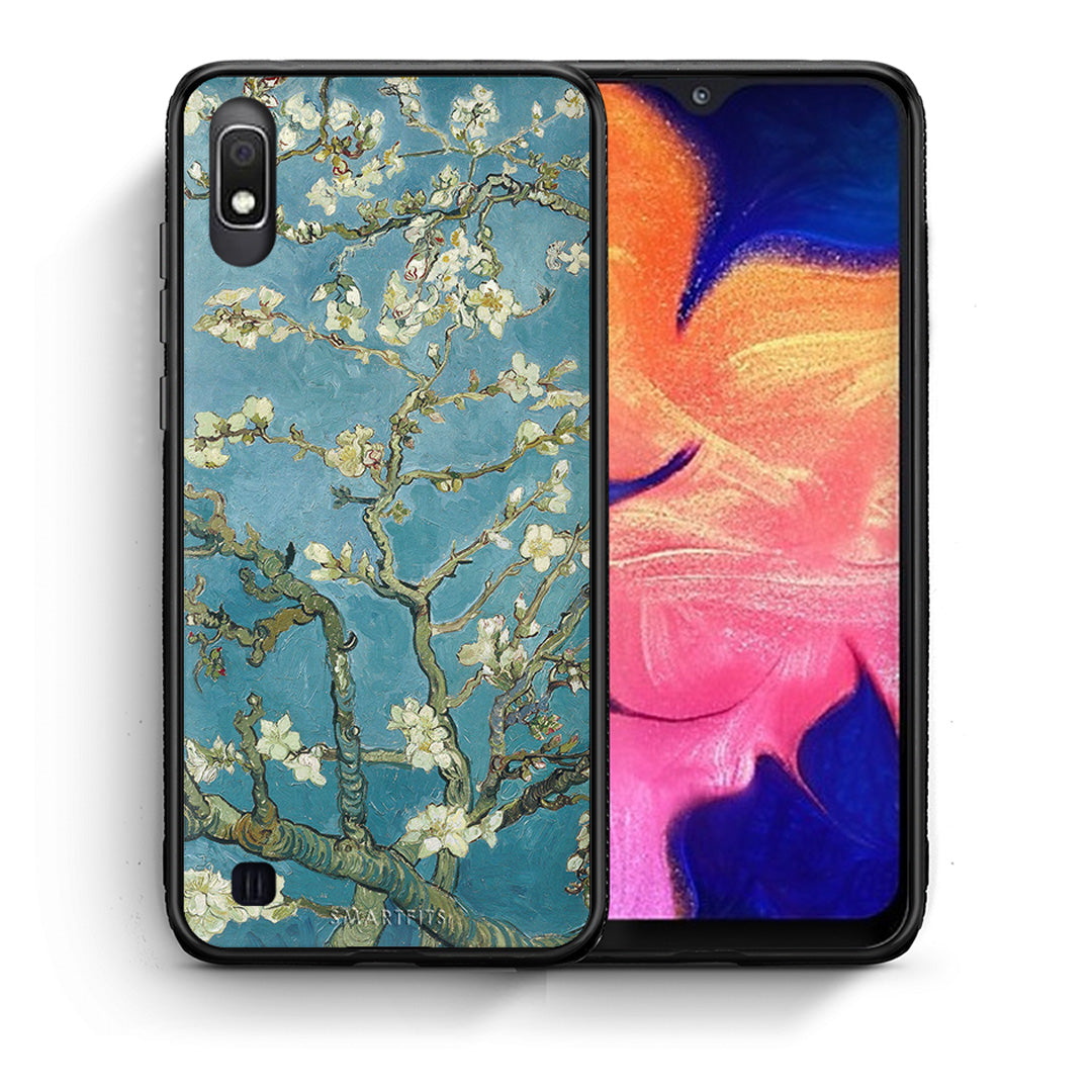 Θήκη Samsung A10 White Blossoms από τη Smartfits με σχέδιο στο πίσω μέρος και μαύρο περίβλημα | Samsung A10 White Blossoms case with colorful back and black bezels