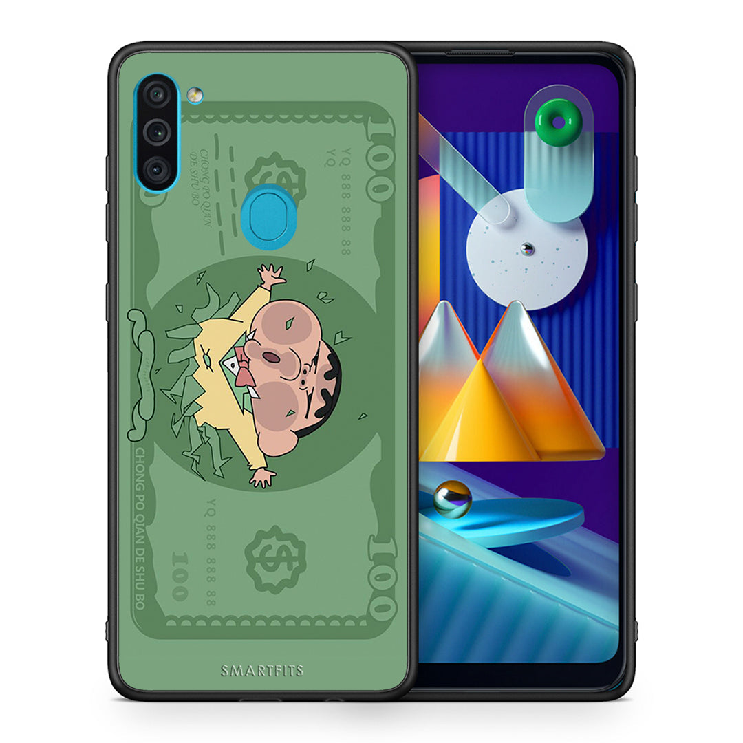Θήκη Αγίου Βαλεντίνου Samsung A11 / M11 Big Money από τη Smartfits με σχέδιο στο πίσω μέρος και μαύρο περίβλημα | Samsung A11 / M11 Big Money case with colorful back and black bezels