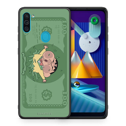 Θήκη Αγίου Βαλεντίνου Samsung A11 / M11 Big Money από τη Smartfits με σχέδιο στο πίσω μέρος και μαύρο περίβλημα | Samsung A11 / M11 Big Money case with colorful back and black bezels